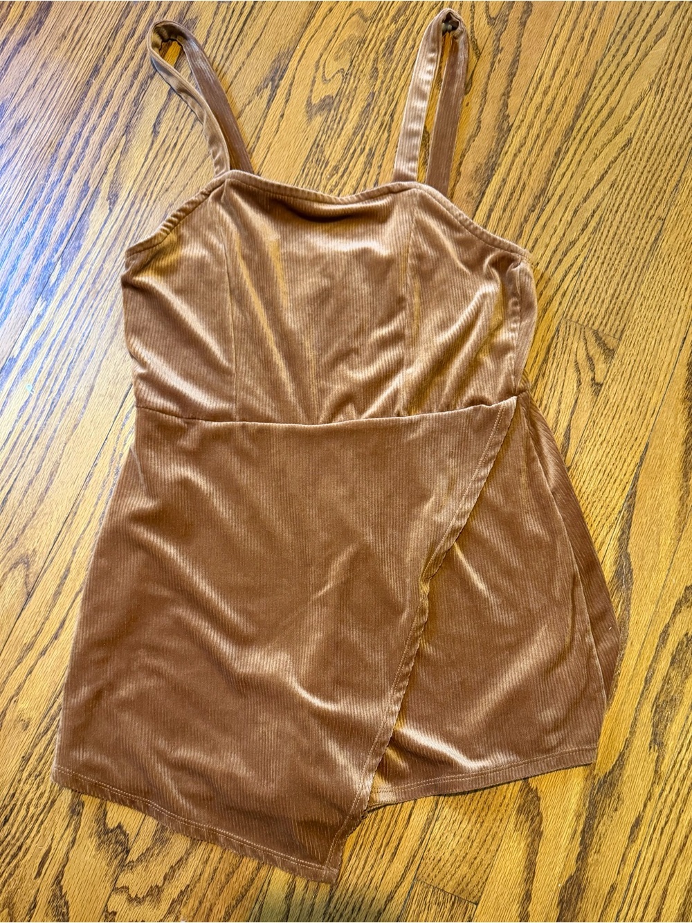 Almost Famous - Brown Velvet Corduroy Wrap Romper - Size Large